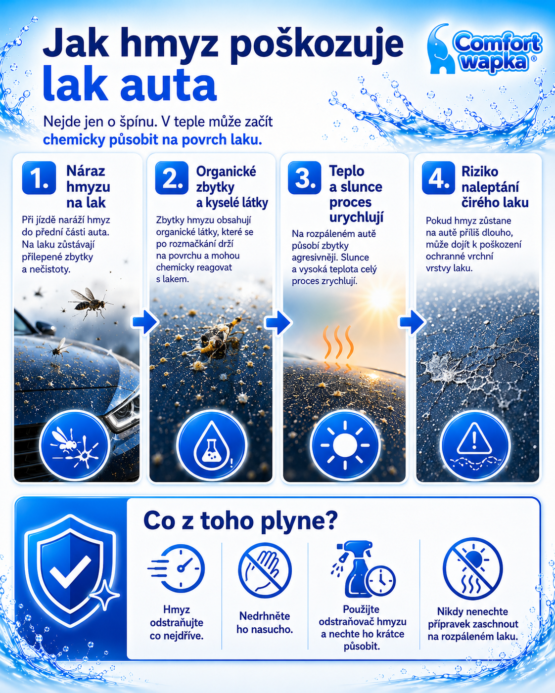 co dělá hmyz na laku automobilu